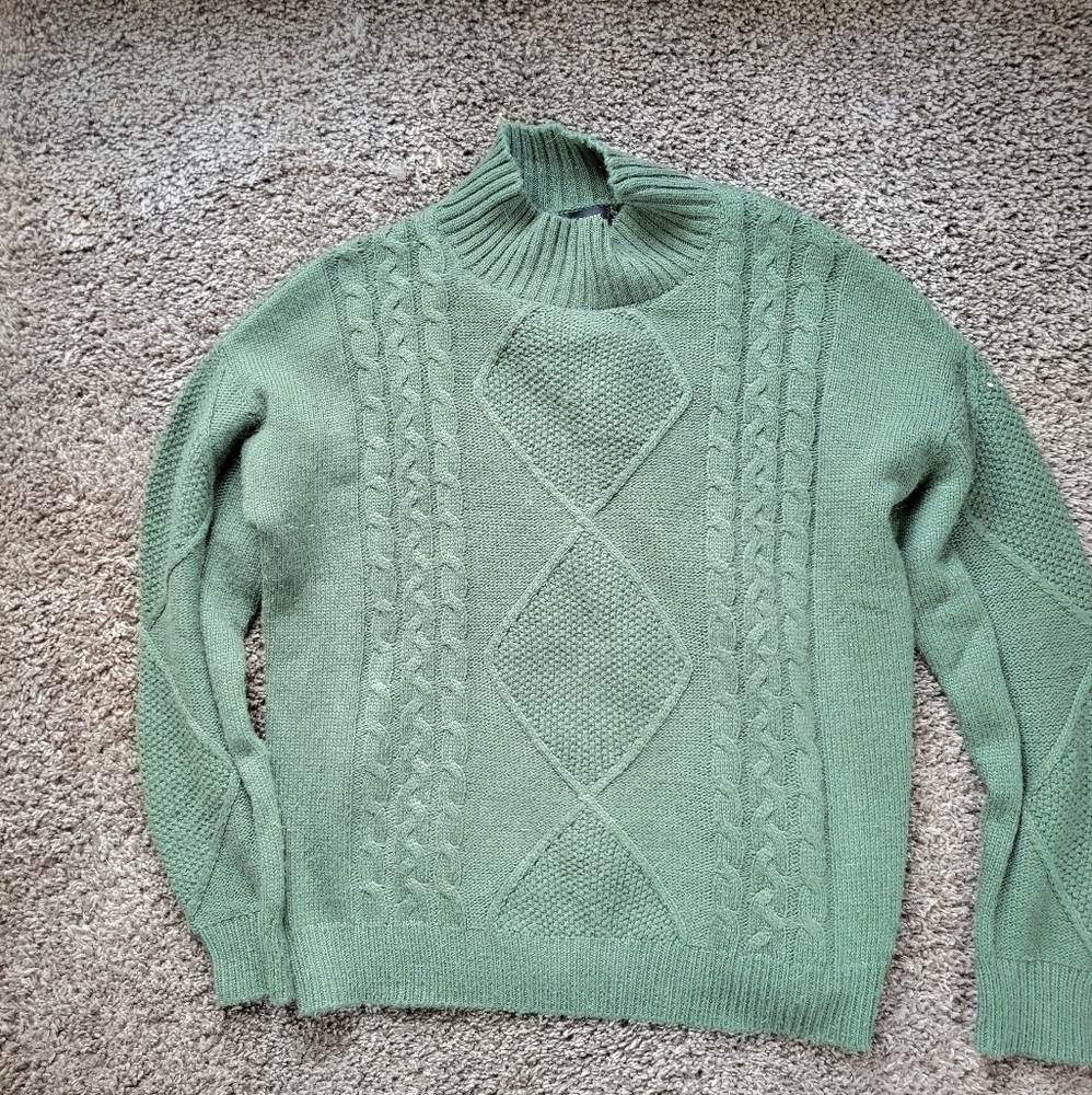 Jeanne Pierre Long Sleeve Cotton Sweater Green Woman's Medium